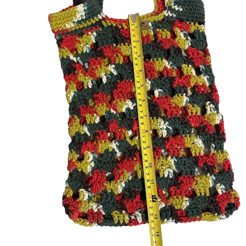 Hand Crochet Green Red‎ Hand Bag Tote Bag